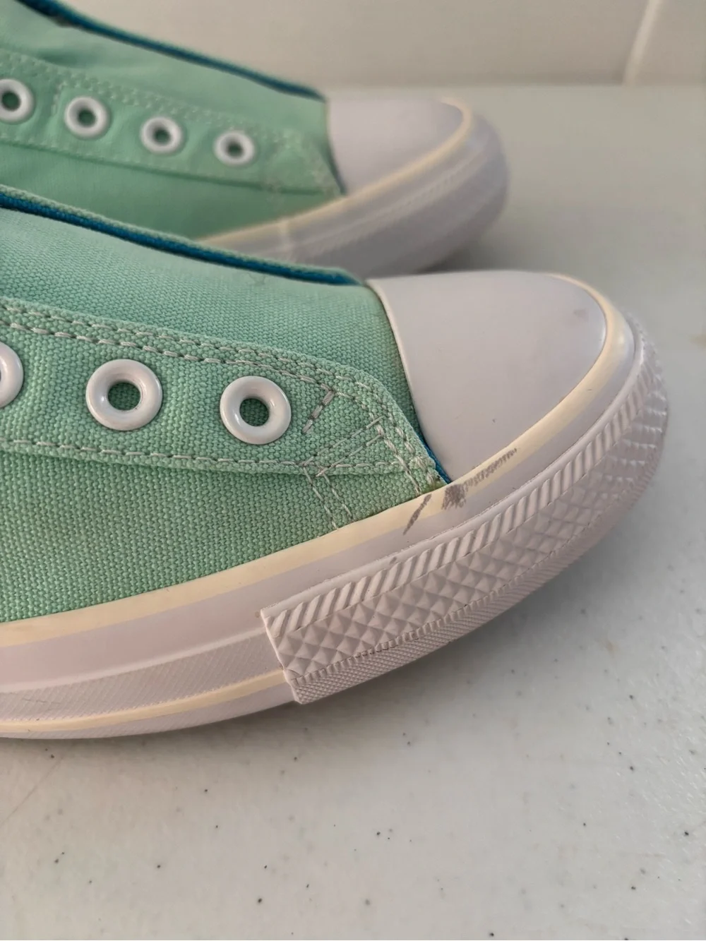 Converse Mint Green Slip-On Canvas Sneakers with White Soles - Picture 3 of 11